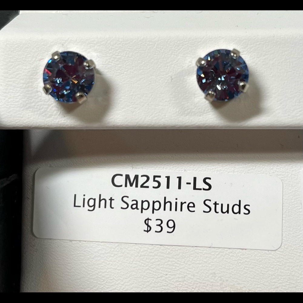 Sabika Swarovski Crystal Light Sapphire Stud Earrings
